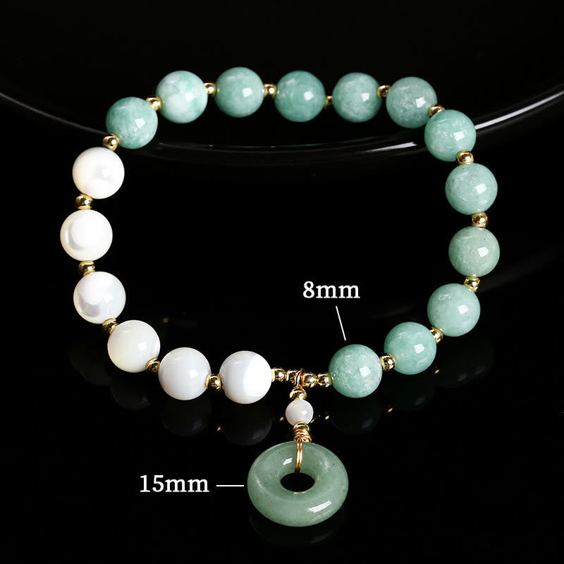 Wear FengShui Jade Trochus Horseshoe Snail Peace Buckle Charm Abundance Bracelet