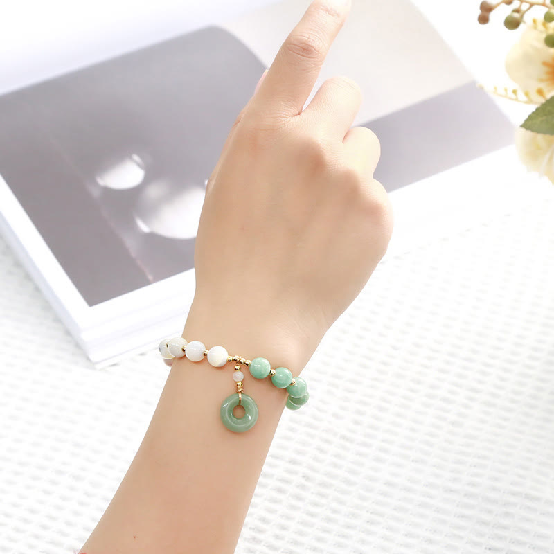 Wear FengShui Jade Trochus Horseshoe Snail Peace Buckle Charm Abundance Bracelet