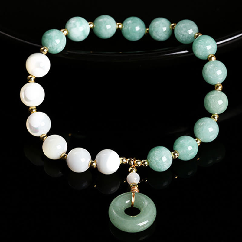 Wear FengShui Jade Trochus Horseshoe Snail Peace Buckle Charm Abundance Bracelet