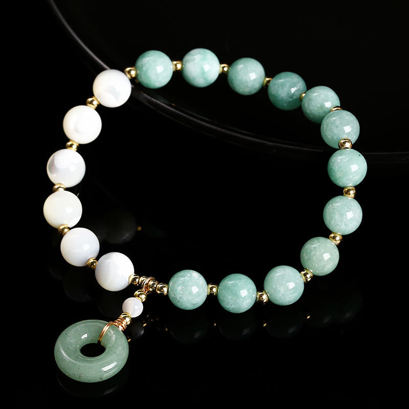 Wear FengShui Jade Trochus Horseshoe Snail Peace Buckle Charm Abundance Bracelet