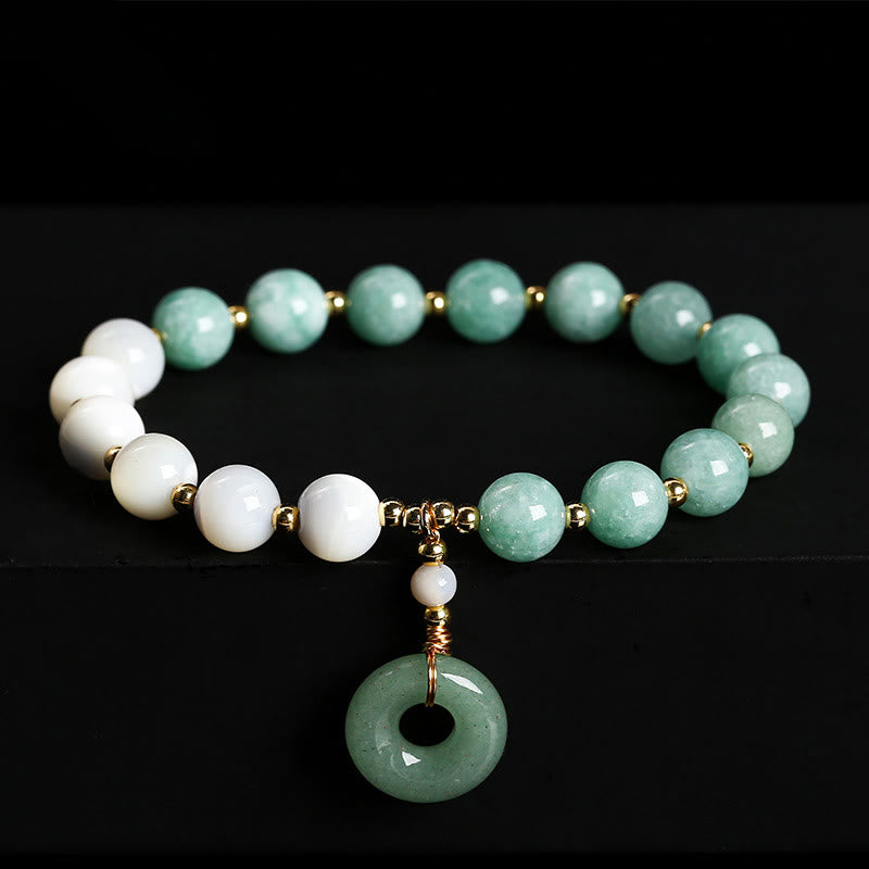 Wear FengShui Jade Trochus Horseshoe Snail Peace Buckle Charm Abundance Bracelet
