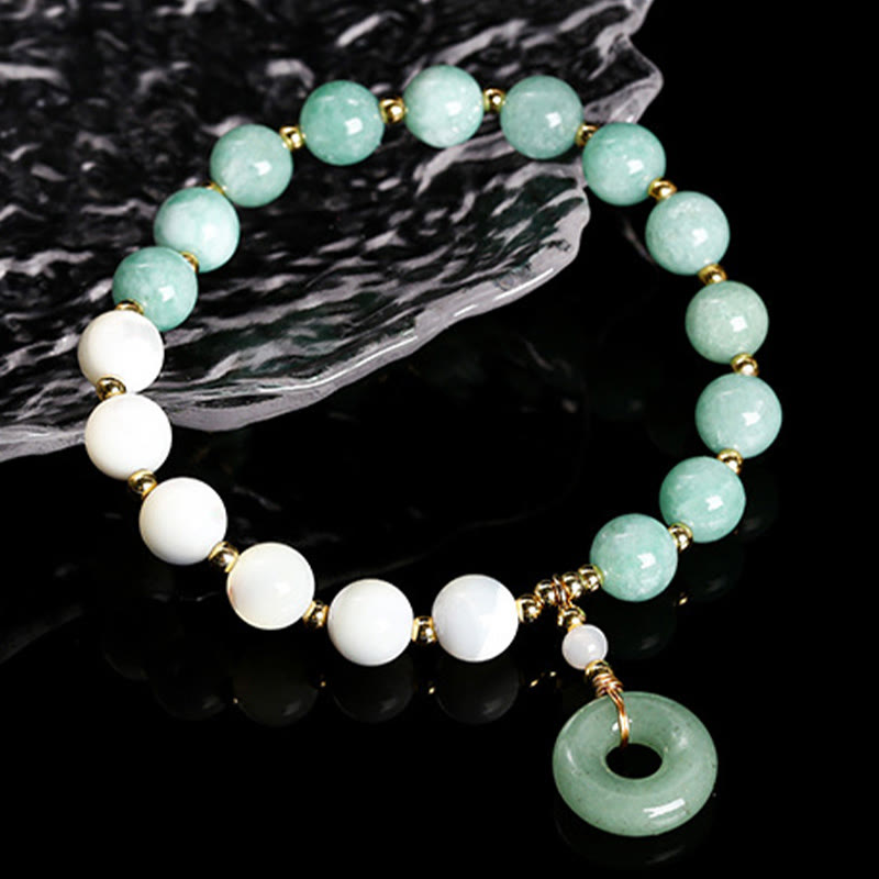 Wear FengShui Jade Trochus Horseshoe Snail Peace Buckle Charm Abundance Bracelet