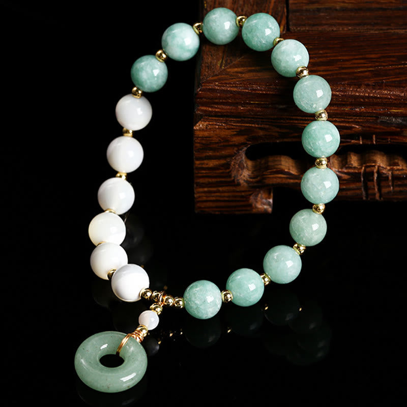 Wear FengShui Jade Trochus Horseshoe Snail Peace Buckle Charm Abundance Bracelet
