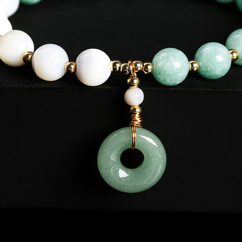 Wear FengShui Jade Trochus Horseshoe Snail Peace Buckle Charm Abundance Bracelet