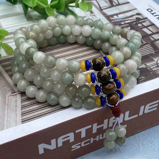Wear FengShui 108 Mala Beads Natural Shetai jade Luck Prosperity Bracelet