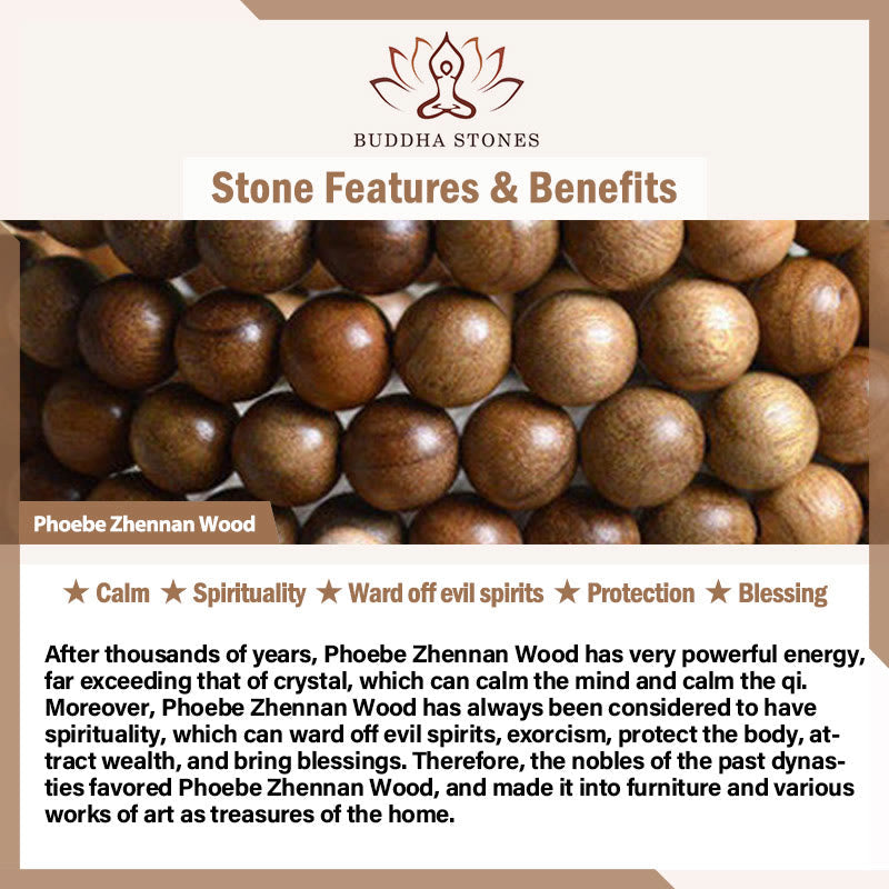 Wear FengShui 108 Mala Teardrop Beads Natural Phoebe Zhennan Wood Protection Bracelet