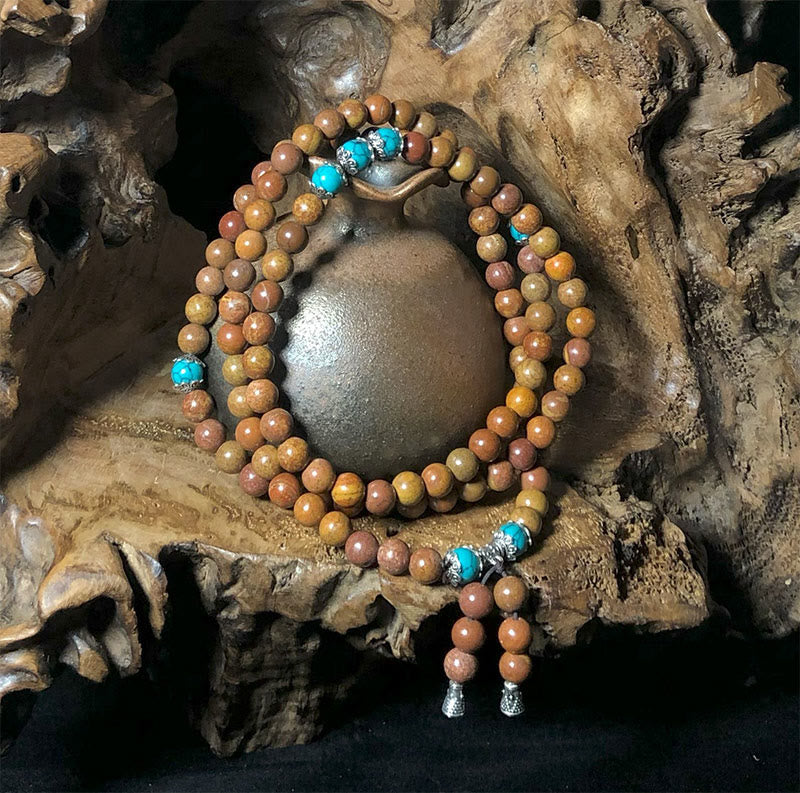 Wear FengShui 108 Mala Beads Bian Stone Healing Bracelet