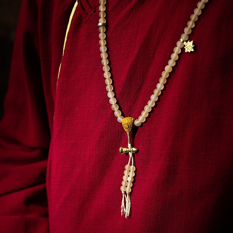 Wear FengShui Tibet 108 Mala Beads Chinese Zodiac Natal Buddha Natural Sheep Horn Wealth Bracelet