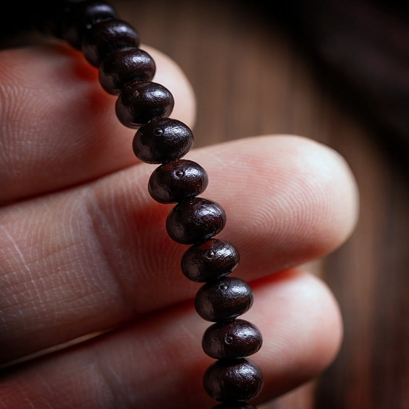 Wear FengShui 108 Mala Beads Bowl Bodhi Seed Colored Rope Peace Bracelet