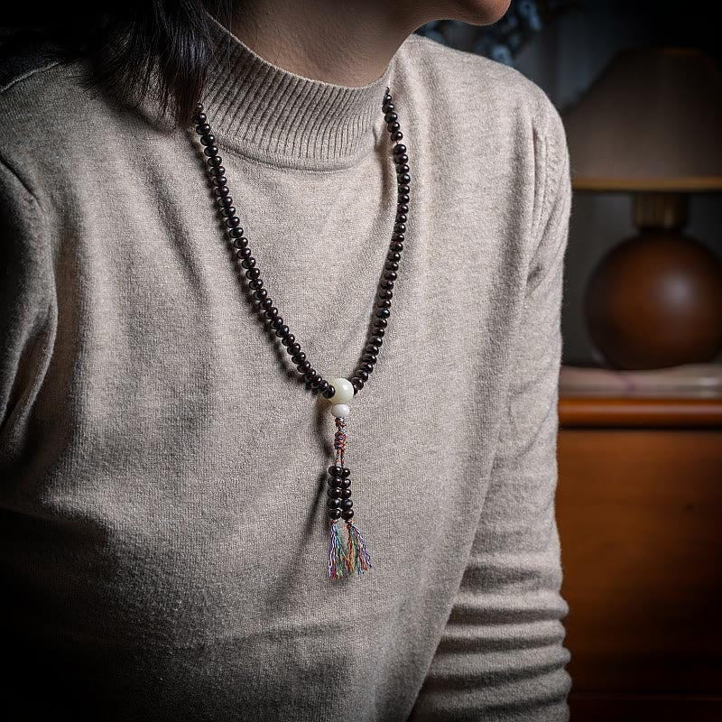 Wear FengShui 108 Mala Beads Bowl Bodhi Seed Colored Rope Peace Bracelet