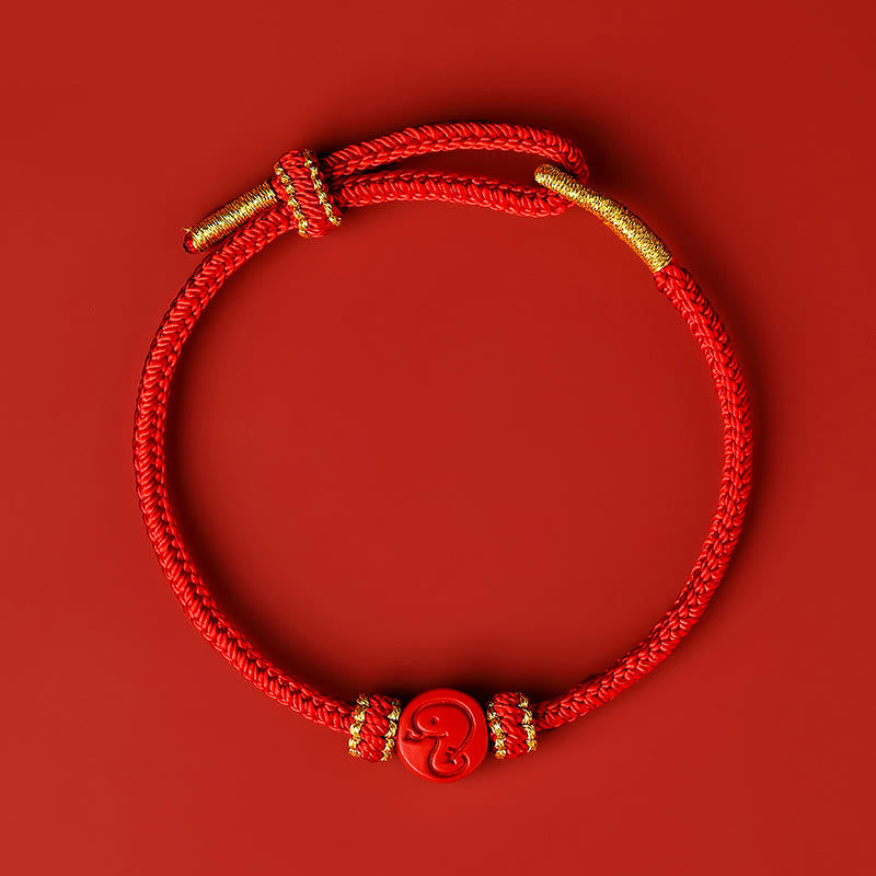 Wear FengShui Chinese Zodiac Red String Eight Thread Peace Knot Cinnabar Protection Luck Bracelet