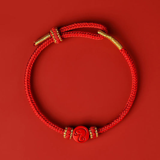 Wear FengShui Chinese Zodiac Red String Eight Thread Peace Knot Cinnabar Protection Luck Bracelet