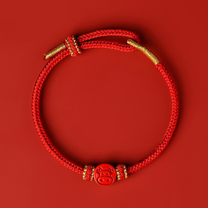 Wear FengShui Chinese Zodiac Red String Eight Thread Peace Knot Cinnabar Protection Luck Bracelet