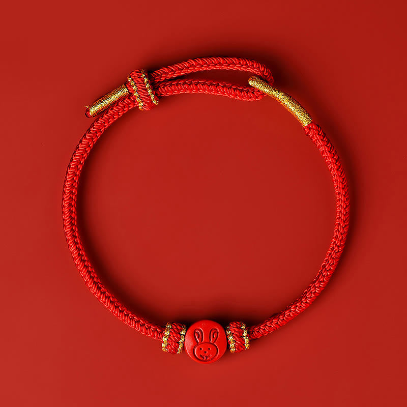 Wear FengShui Chinese Zodiac Red String Eight Thread Peace Knot Cinnabar Protection Luck Bracelet