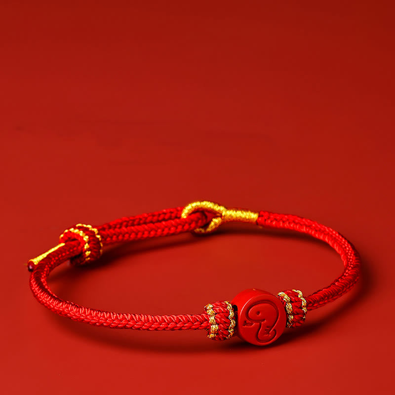 Wear FengShui Chinese Zodiac Red String Eight Thread Peace Knot Cinnabar Protection Luck Bracelet