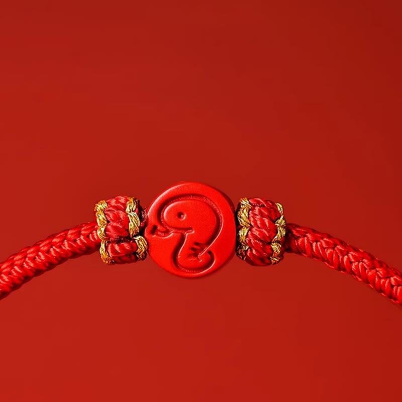 Wear FengShui Chinese Zodiac Red String Eight Thread Peace Knot Cinnabar Protection Luck Bracelet