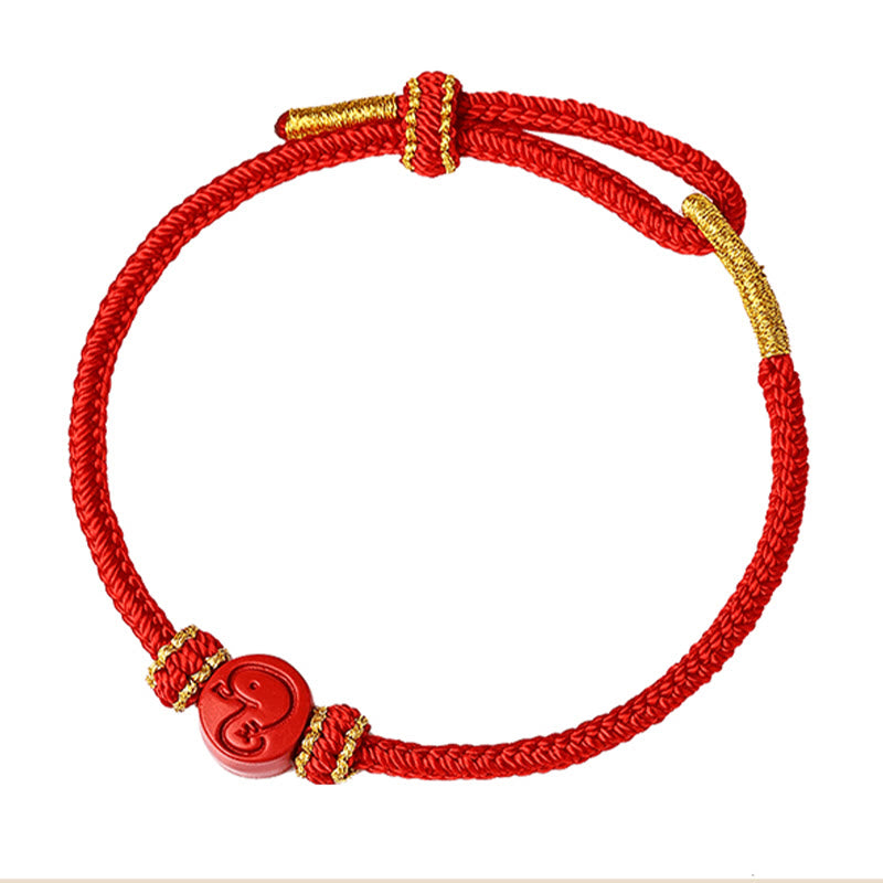 Wear FengShui Chinese Zodiac Red String Eight Thread Peace Knot Cinnabar Protection Luck Bracelet