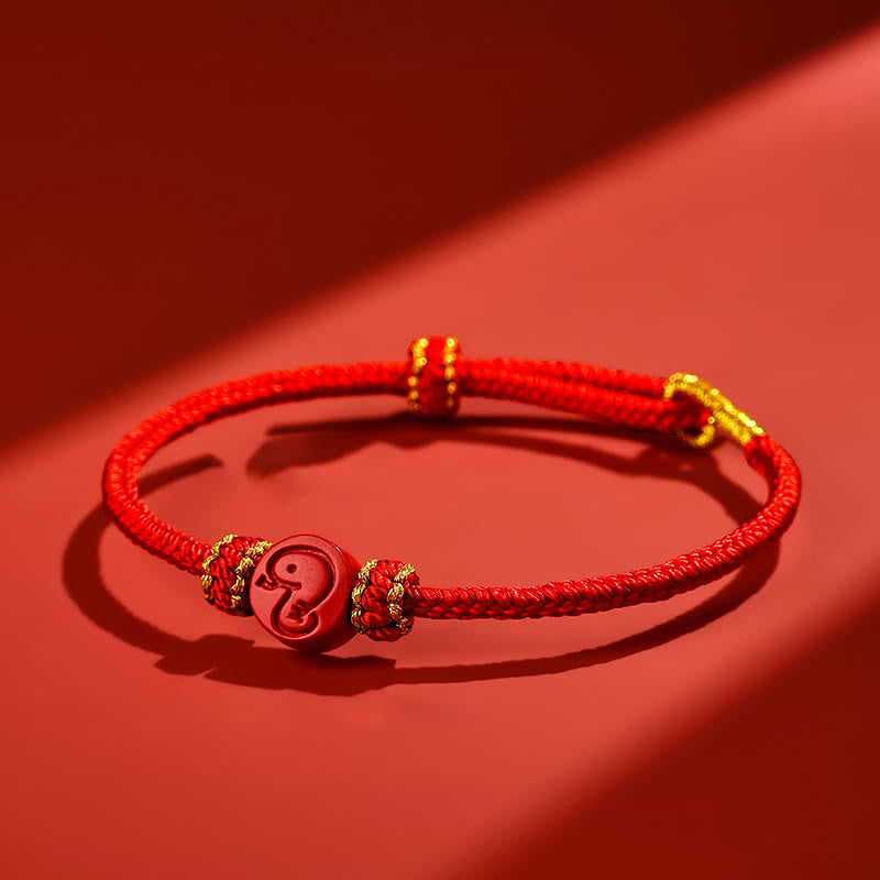 Wear FengShui Chinese Zodiac Red String Eight Thread Peace Knot Cinnabar Protection Luck Bracelet