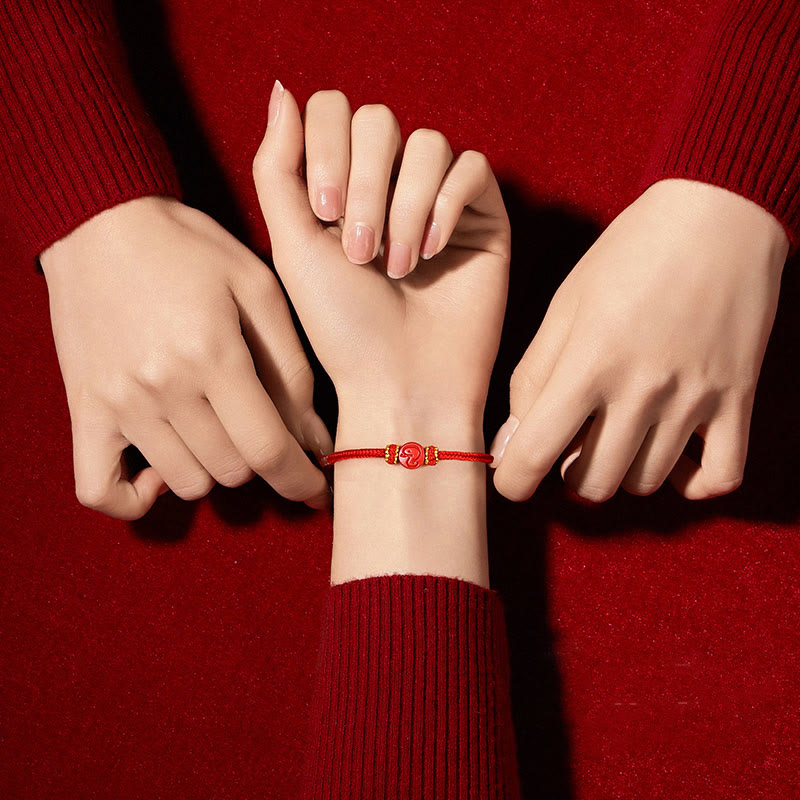 Wear FengShui Chinese Zodiac Red String Eight Thread Peace Knot Cinnabar Protection Luck Bracelet