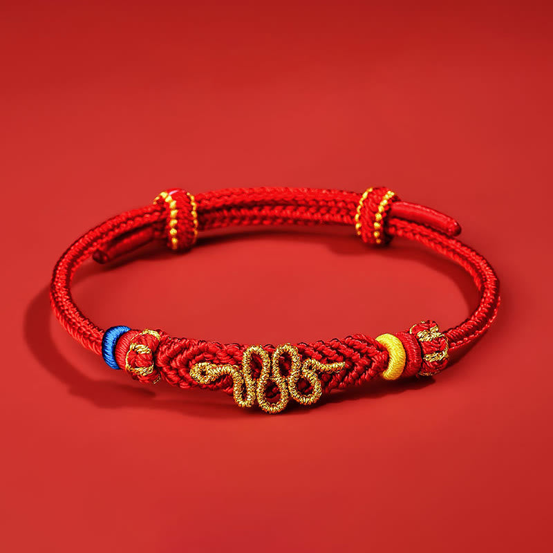 Wear FengShui Red String Eight Thread Peace Knot Year Of The Snake Protection Braided Bracelet