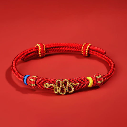 Wear FengShui Red String Eight Thread Peace Knot Year Of The Snake Protection Braided Bracelet