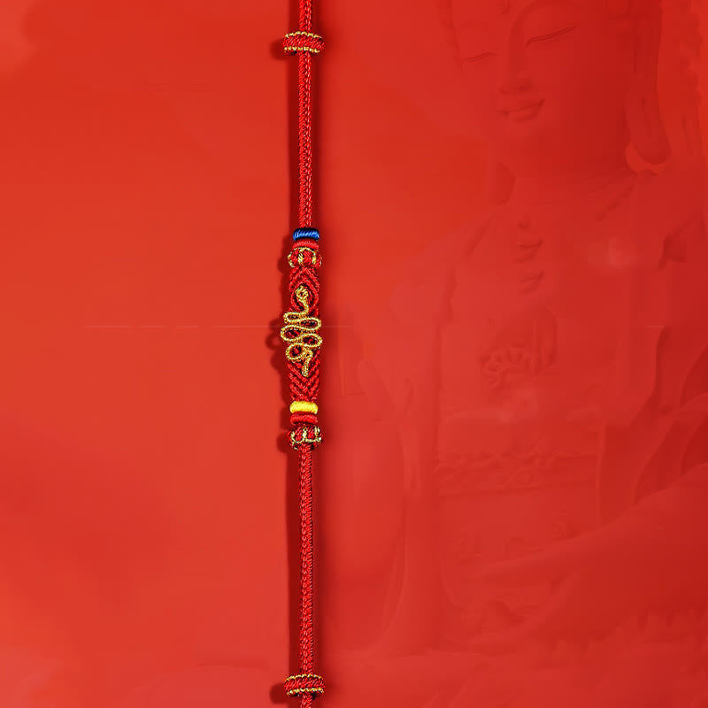 Wear FengShui Red String Eight Thread Peace Knot Year Of The Snake Protection Braided Bracelet