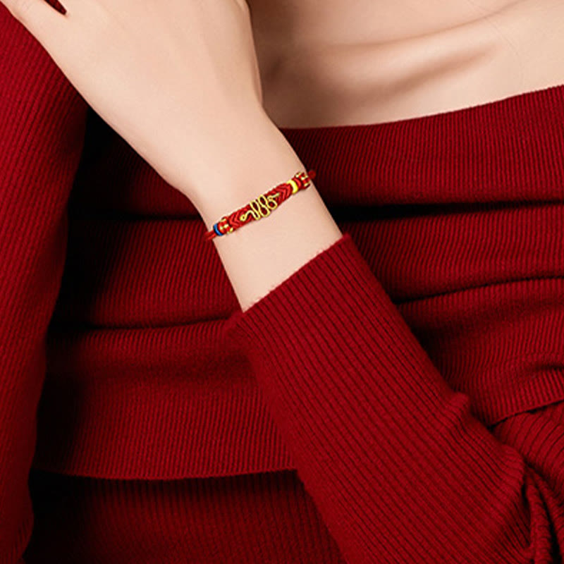 Wear FengShui Red String Eight Thread Peace Knot Year Of The Snake Protection Braided Bracelet