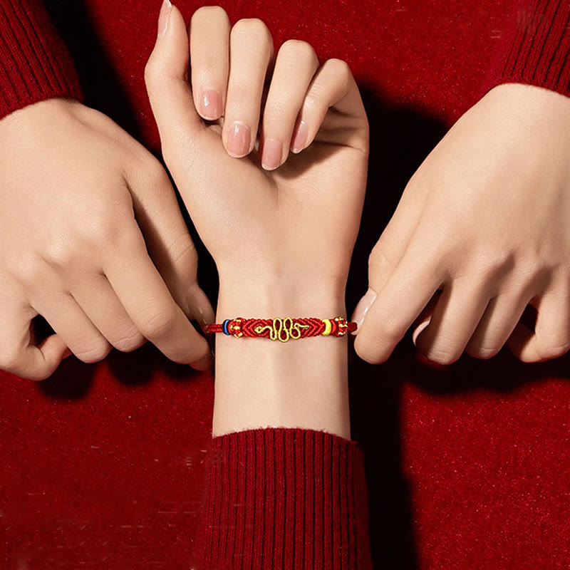 Wear FengShui Red String Eight Thread Peace Knot Year Of The Snake Protection Braided Bracelet
