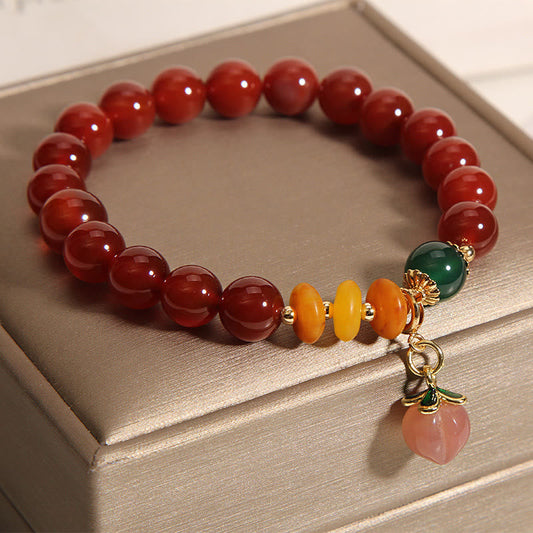Wear FengShui Red Agate Amber Peach Charm Self-acceptance Bracelet