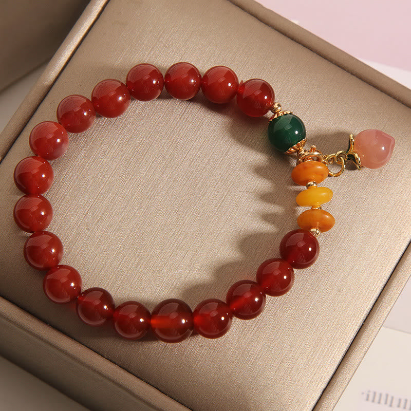Wear FengShui Red Agate Amber Peach Charm Self-acceptance Bracelet