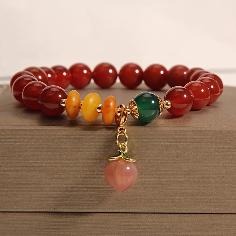 Wear FengShui Red Agate Amber Peach Charm Self-acceptance Bracelet