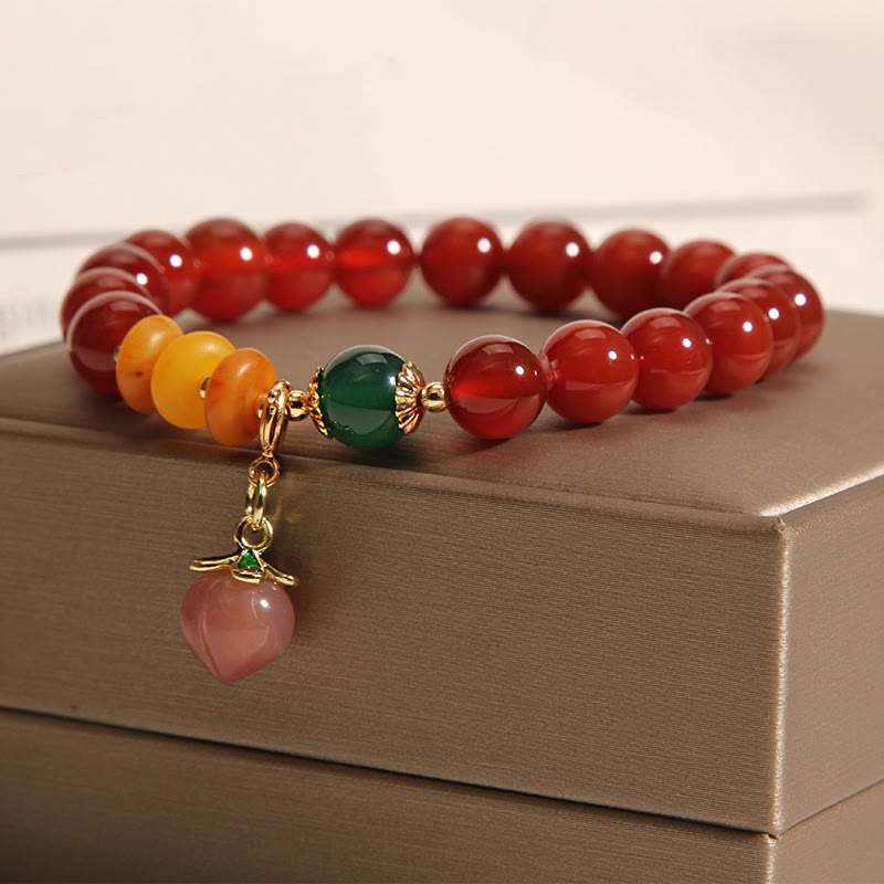 Wear FengShui Red Agate Amber Peach Charm Self-acceptance Bracelet