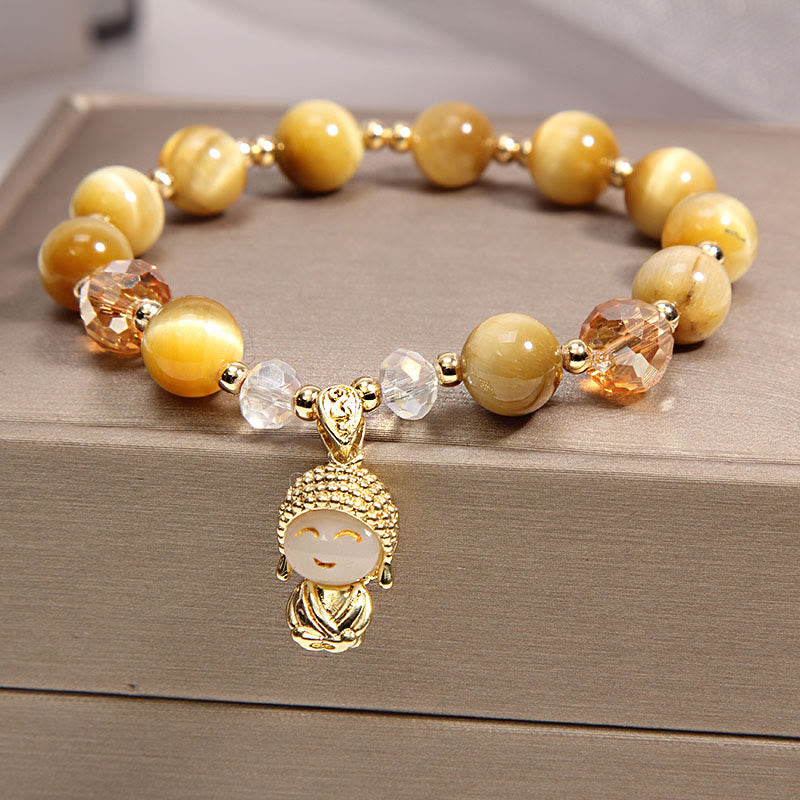 Wear FengShui Yellow Tiger Eye Meditation Buddha Protection Bracelet
