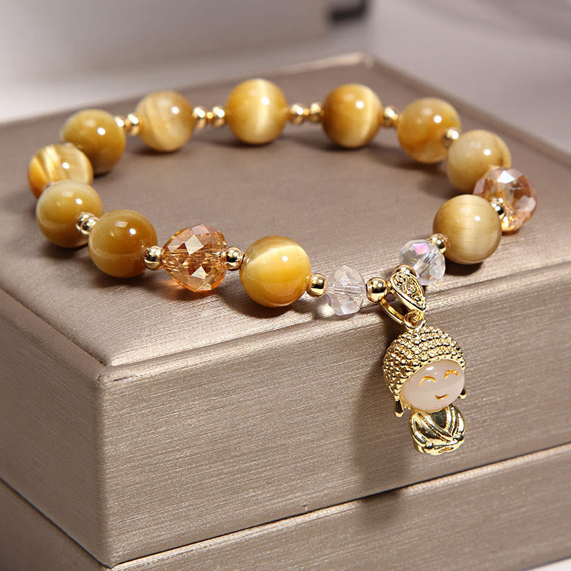 Wear FengShui Yellow Tiger Eye Meditation Buddha Protection Bracelet