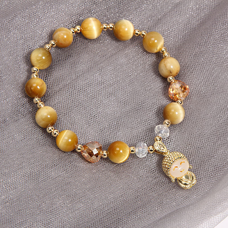 Wear FengShui Yellow Tiger Eye Meditation Buddha Protection Bracelet