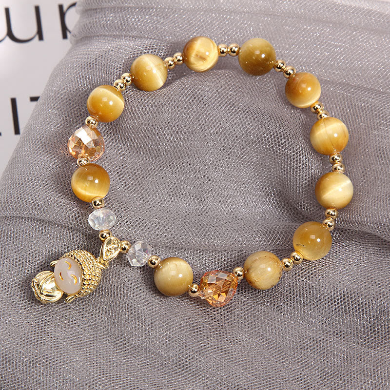 Wear FengShui Yellow Tiger Eye Meditation Buddha Protection Bracelet