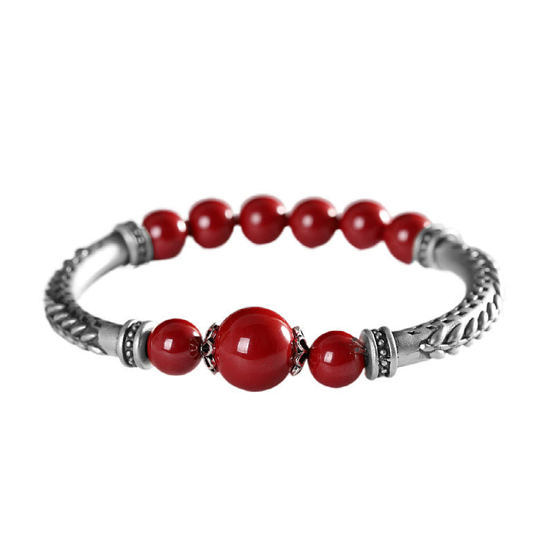 Wear FengShui 999 Sterling Silver Cinnabar Wheat Ears Blessing Bracelet Bangle