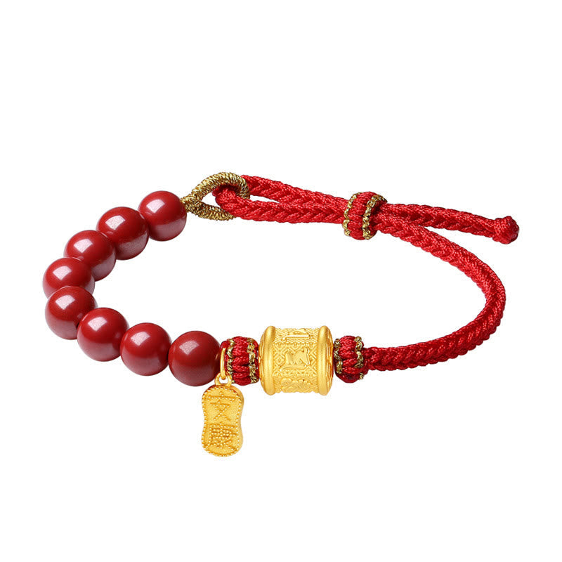 Wear FengShui 999 Sterling Silver Six True Words Om Mani Padme Hum Cinnabar Blessing String Bracelet