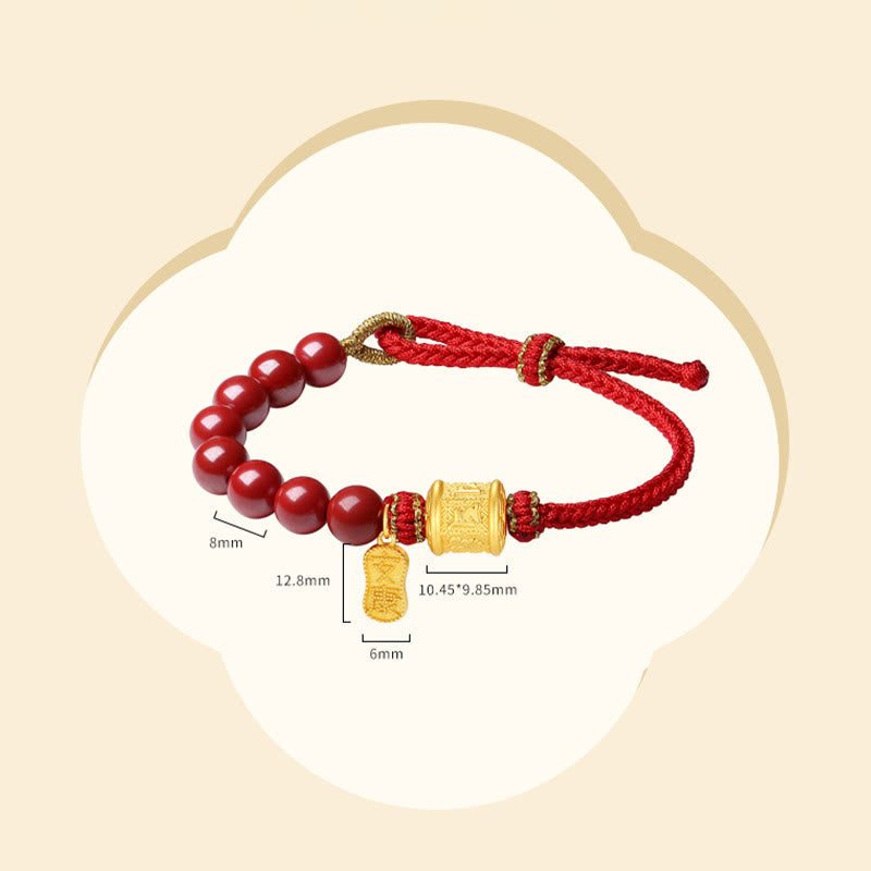 Wear FengShui 999 Sterling Silver Six True Words Om Mani Padme Hum Cinnabar Blessing String Bracelet