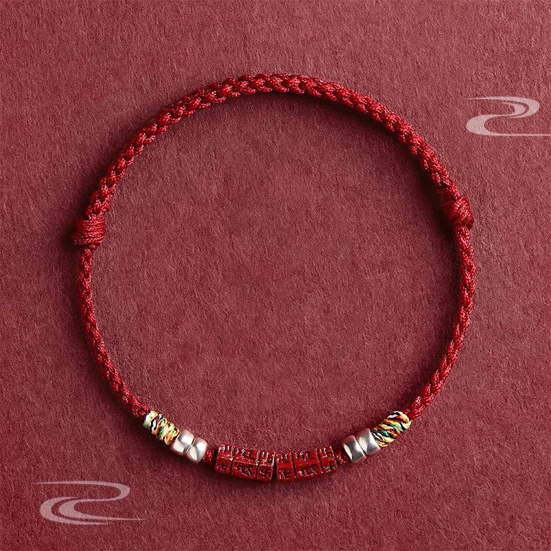 Wear FengShui 925 Sterling Silver Om Mani Padme Hum Cinnabar Blessing Child Adult Bracelet