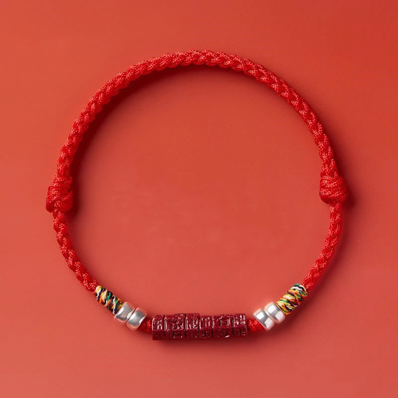 Wear FengShui 925 Sterling Silver Om Mani Padme Hum Cinnabar Blessing Child Adult Bracelet