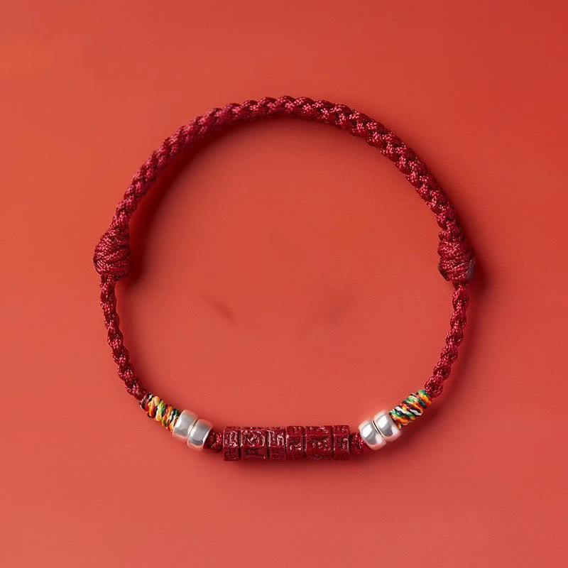 Wear FengShui 925 Sterling Silver Om Mani Padme Hum Cinnabar Blessing Child Adult Bracelet