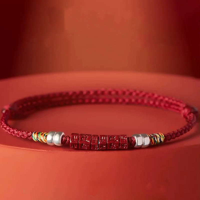 Wear FengShui 925 Sterling Silver Om Mani Padme Hum Cinnabar Blessing Child Adult Bracelet