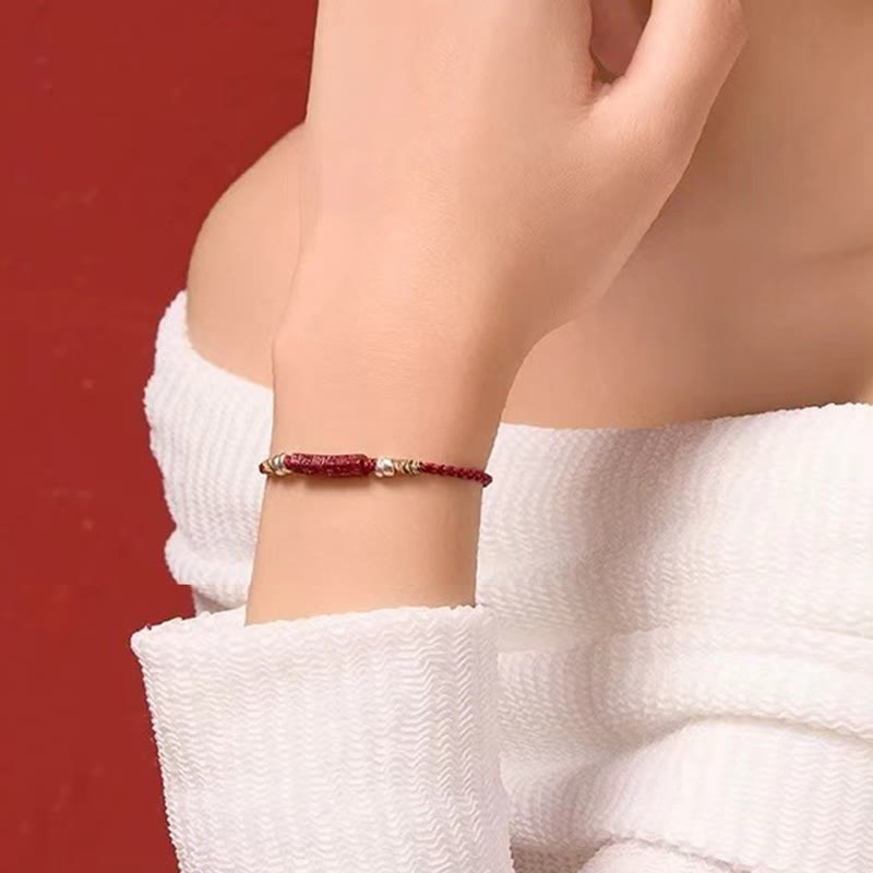 Wear FengShui 925 Sterling Silver Om Mani Padme Hum Cinnabar Blessing Child Adult Bracelet