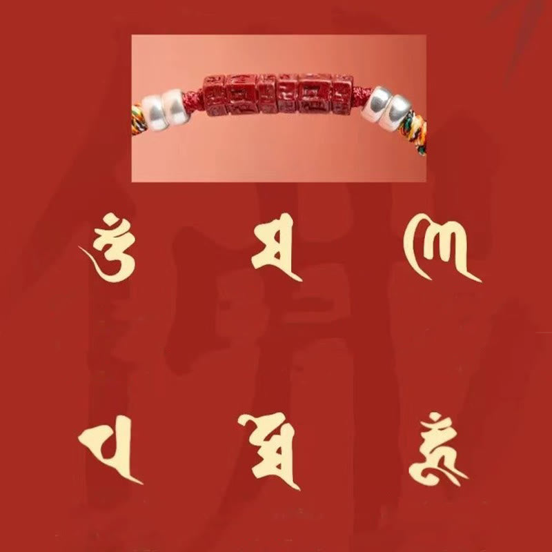 Wear FengShui 925 Sterling Silver Om Mani Padme Hum Cinnabar Blessing Child Adult Bracelet