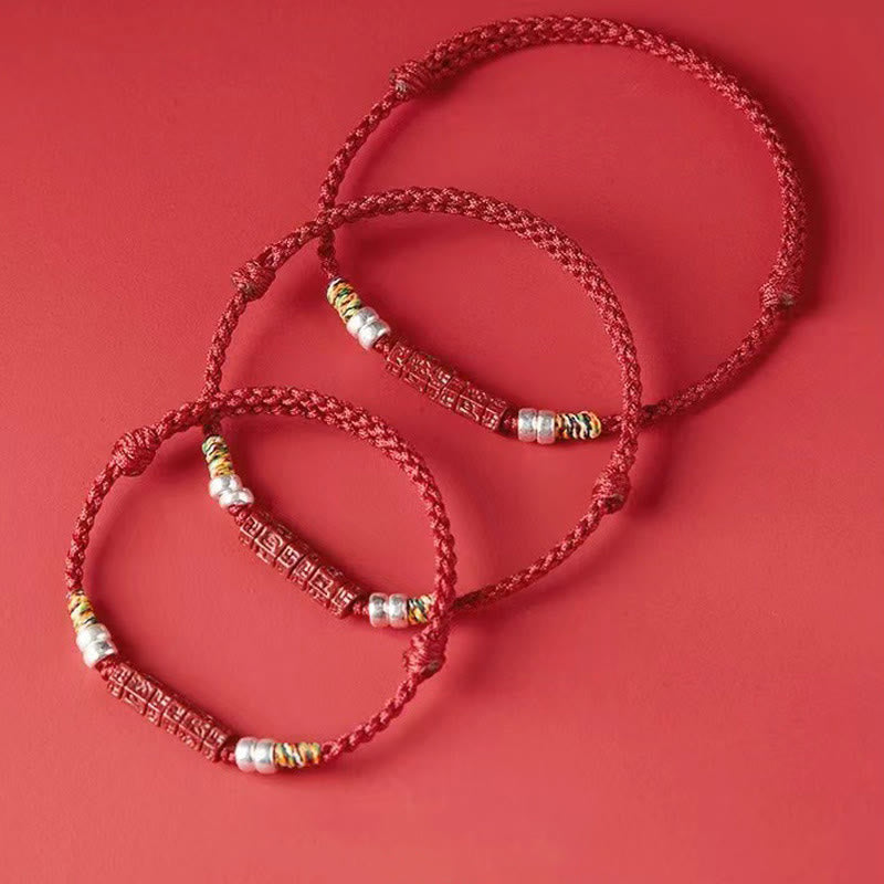 Wear FengShui 925 Sterling Silver Om Mani Padme Hum Cinnabar Blessing Child Adult Bracelet
