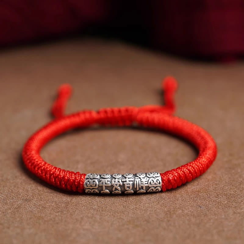 Wear FengShui Handmade 999 Sterling Silver Peace and Good Fortune Om Mani Padme Hum Luck Rope Bracelet