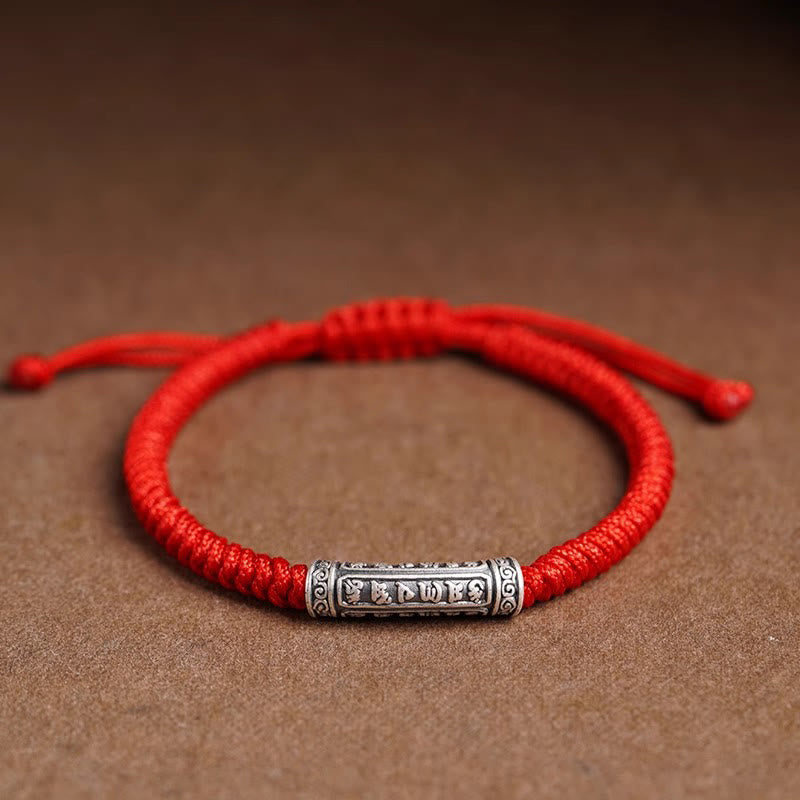 Wear FengShui Handmade 999 Sterling Silver Peace and Good Fortune Om Mani Padme Hum Luck Rope Bracelet