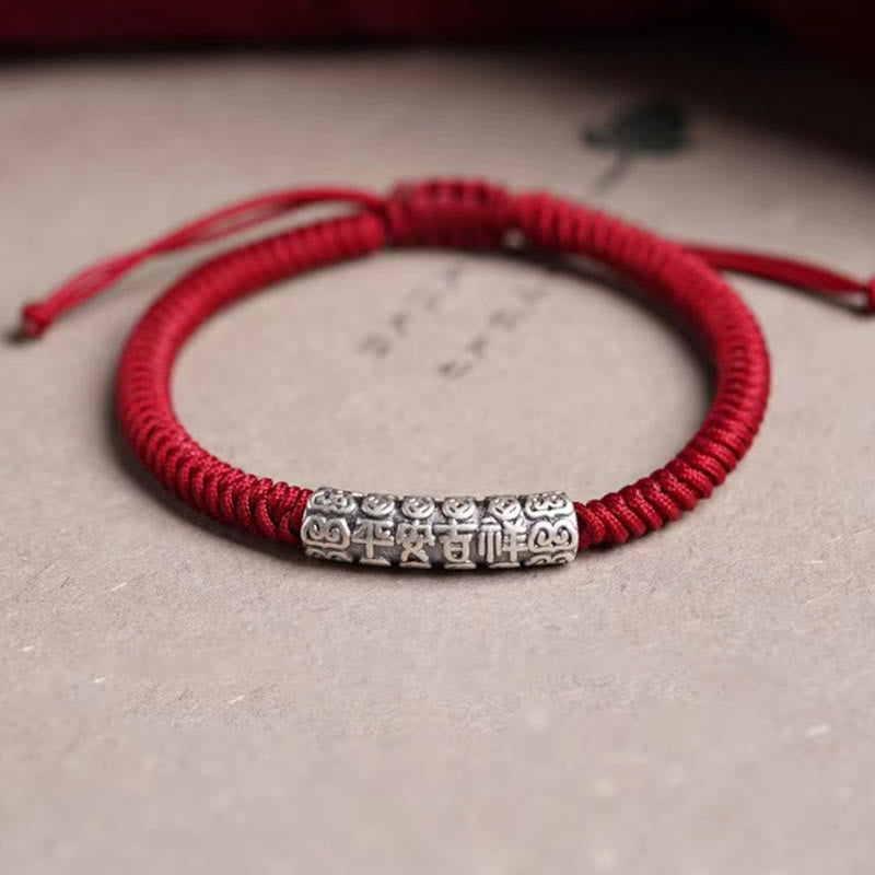 Wear FengShui Handmade 999 Sterling Silver Peace and Good Fortune Om Mani Padme Hum Luck Rope Bracelet