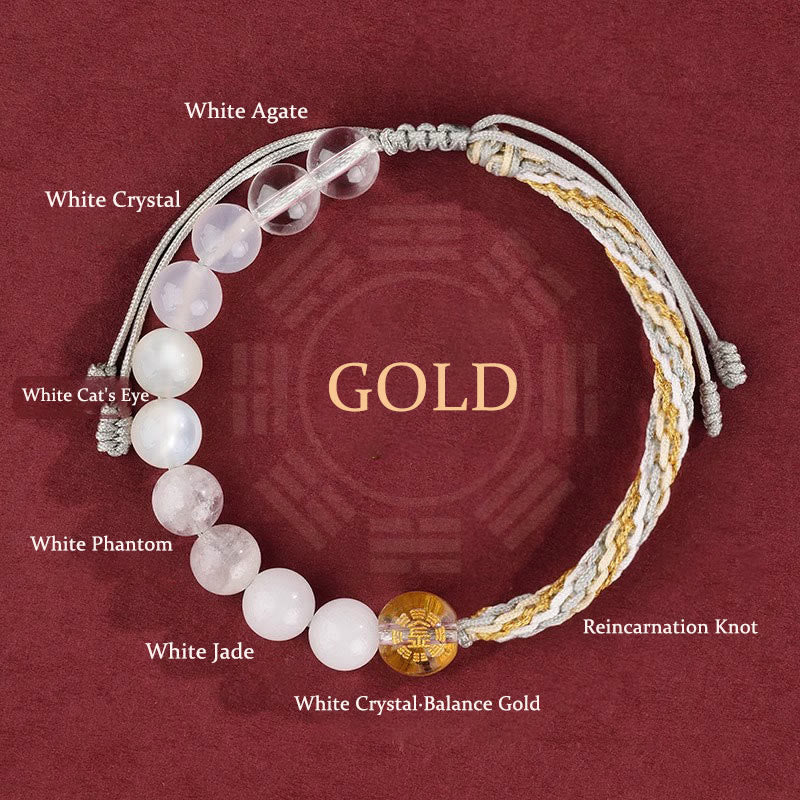 Wear FengShui Five Elements Various Crystal Agate Wealth Reincarnation Knot Braid Bracelet